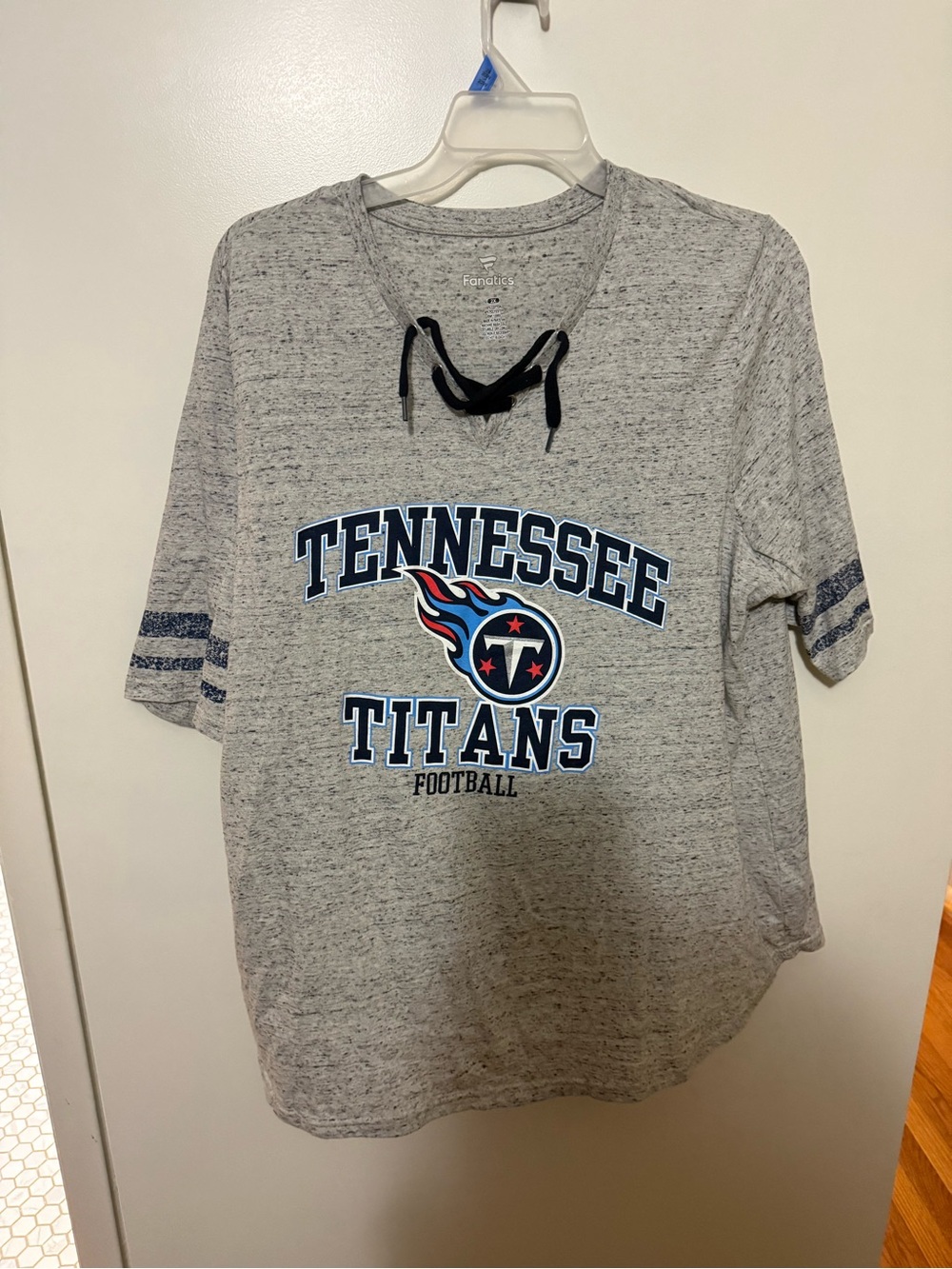 Fanatics Tennessee Titans Heather Gray Lace-Up Kids Tee